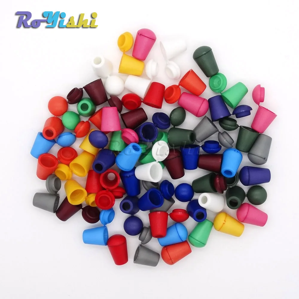 100 шт./упак. красочные концы шнура стопор колокольчика с крышкой пластиковый