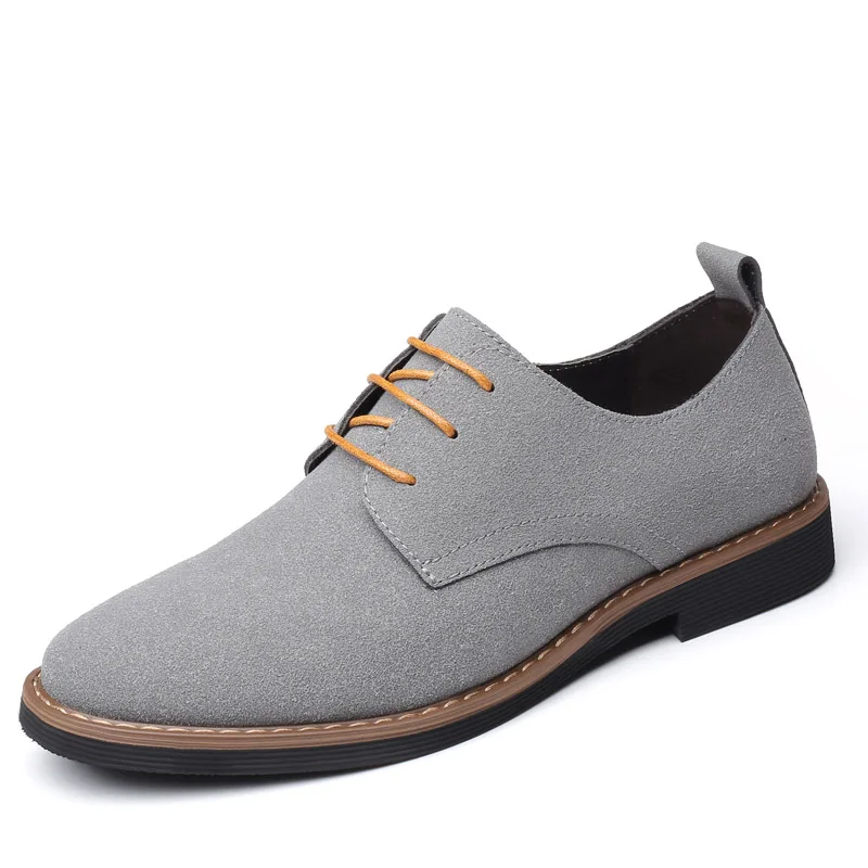 Grey men flats ROXDIA/мужские повседневные туфли на плоской подошве из натуральной кожи размера плюс 39-48, водонепроницаемые мужские туфли-оксфорды, мужские лоферы на шнуровке для работы, RXM098 - Цвет: Grey men flats