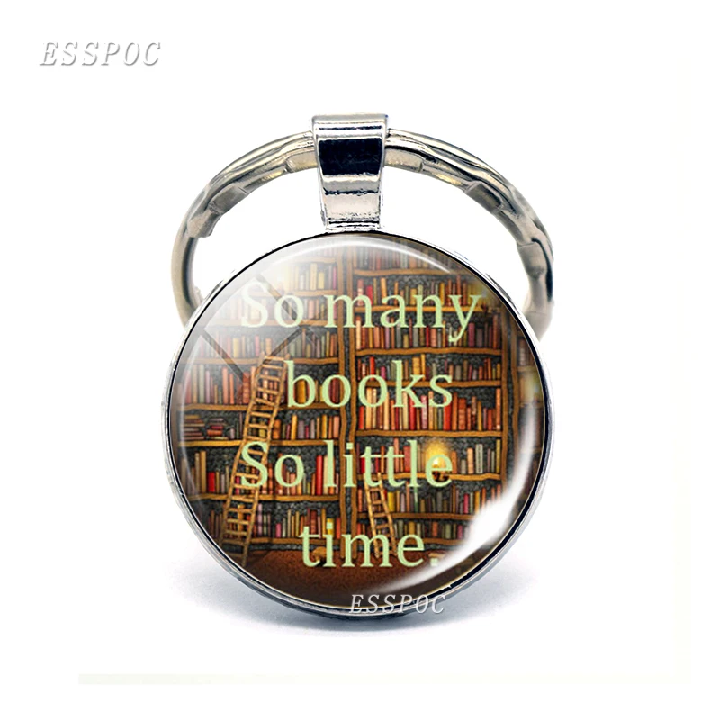 Брелок стеклянный с кабошоном металлический надписью So Little Time подарок для