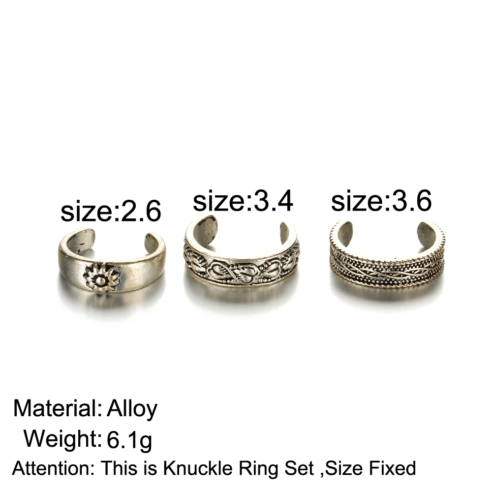 3 шт./компл. богемные Ретро Кольца для ног женские резные тибетские серебряные