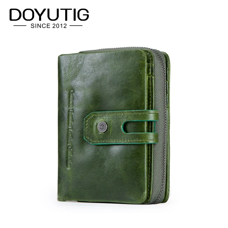 

DOYUTIG Brand Women Genuine Leather Short Wallets New Fashion Coin Purse Zipper & Hasp Design With Card Holder Money Purses A164