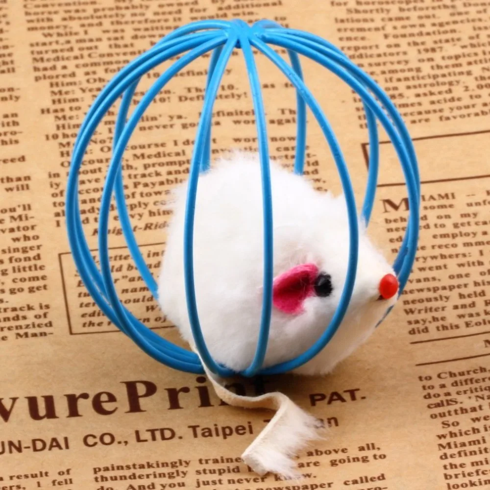 Случайные забавные Pet Котенок Кошка играет Мышь крыса мыши шаровая клетка