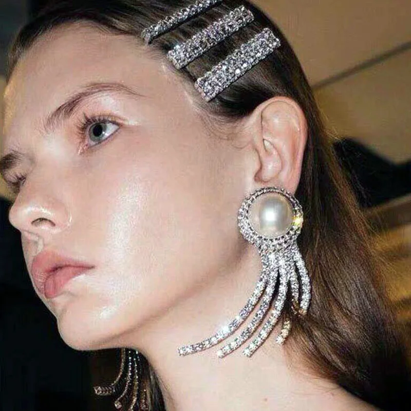 Модные сияющие хрустальные стразы серьги шпильки геометрические Висячие для