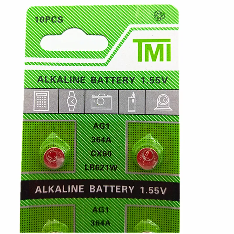 Высокое качество 10 шт AG1 часы Батарея ячейки 364 SR621SW LR621 621 LR60 CX60 щелочных Кнопка