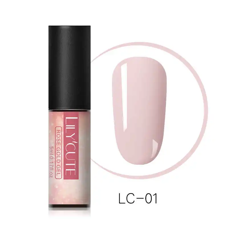 LC-01 LILYCUTE, 5 мл, розовое золото, УФ-гель для ногтей, блестки, блестки, замачиваются, УФ Гель-лак, цветной лак для ногтей, сделай сам, лак для ногтей - Цвет: LC-01