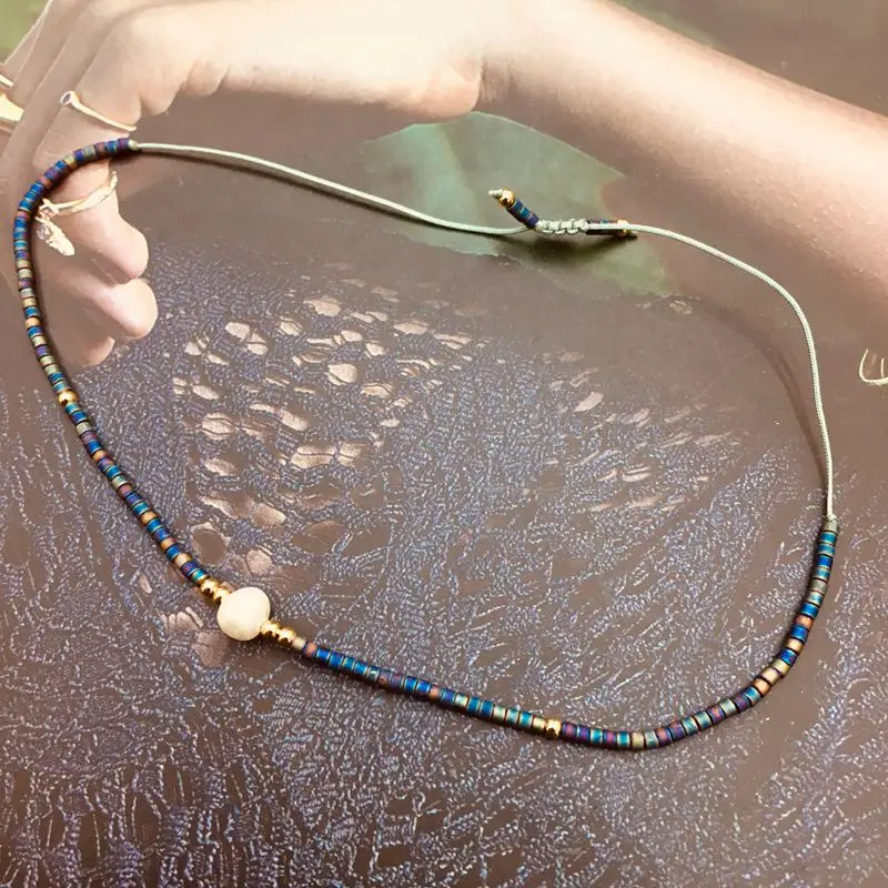 

Thin Pearl Bracelet MIYUKI Handmade Delica Beads Glass Vintage Simple Bracelets For Women Boho Adjustable Rope Pulsera Jewelry