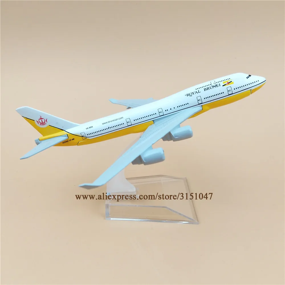 16 см сплав металла AIR Royal Бруней B747 Airlines Boeing 747 400 Airways модель самолета Модель W Стенд