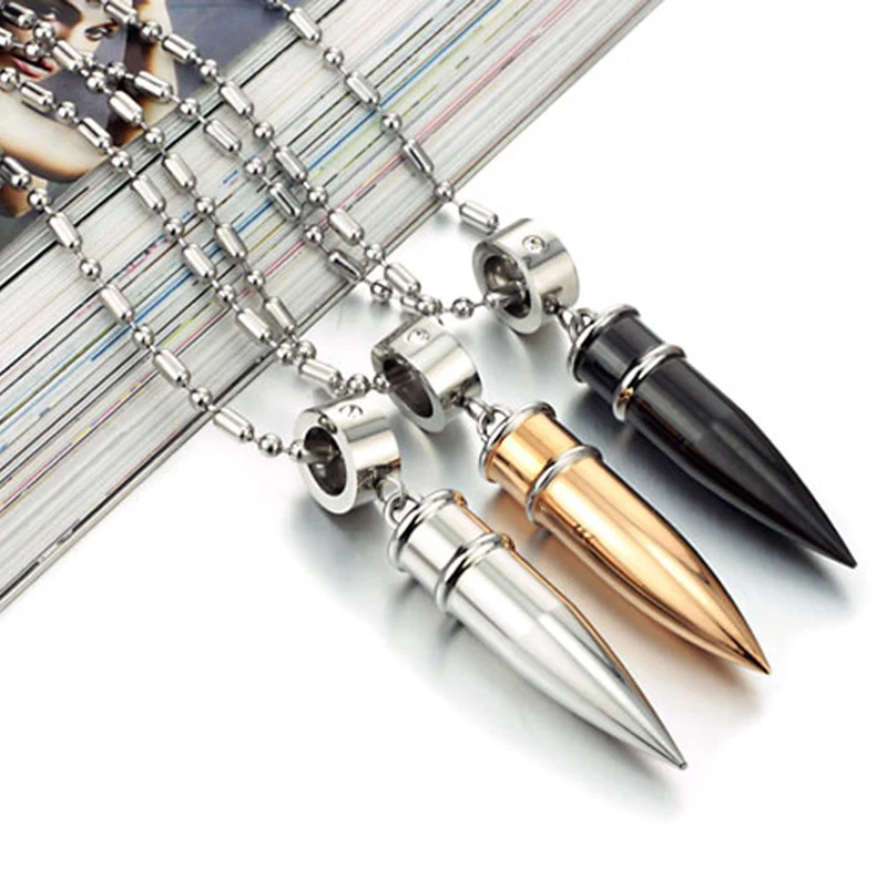 Модные мужские ювелирные изделия Кулоны из нержавеющей стали в виде пули