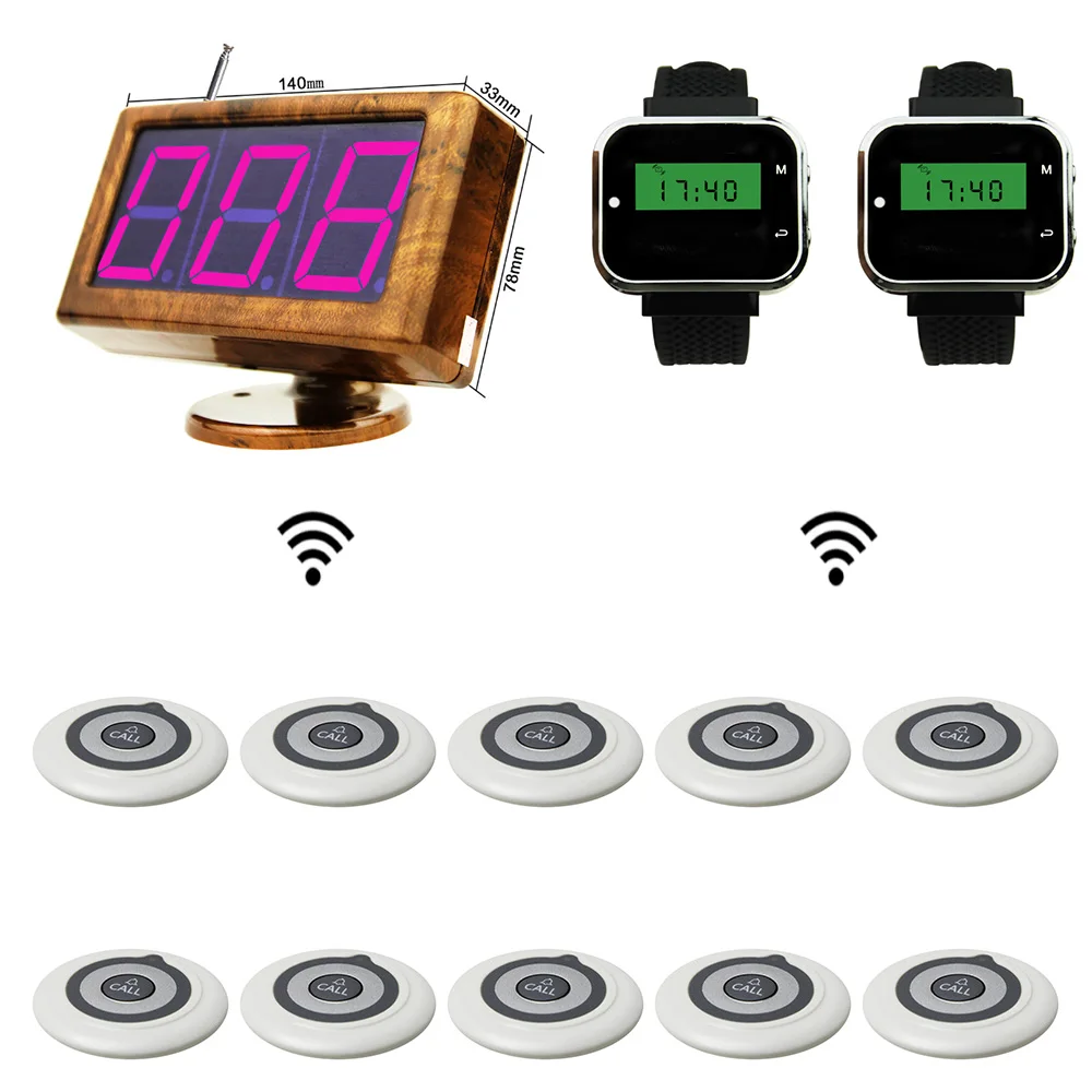 JINGLE BELLS wireless restaurant calling system 10 transmitters call button 2 watch pager 1 screen receiver call bells caller