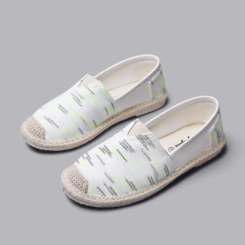 Summer Flats Women Shoes fashion Loafers Elegant Low Heels Slip On Footwear Female Round Toe Mixed Colors Casual Canvas | Обувь