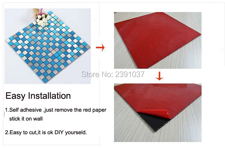 

Modern style seamless self adhesive mosaic Metal Aluminum plastic plate mosaic tile 288x294mm mosaic tile for kitchen backsplash