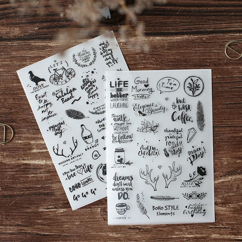 2 шт/уп DIY альбом Скрапбукинг журнал деко Наклейки татуировки label Наклейки Творческий Передачи ПВХ Наклейки