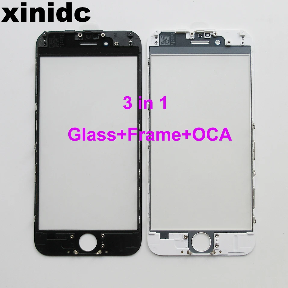 

Xinidc Outer Glass with Bezel with OCA Frame For iPhone 6 Plus Front Glass+frame +OCA lcd repair part Free DHL/EMS