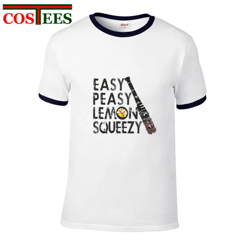 Vintage Negan Lucille Tees Easy peasy lemon squeezy T shirts men TV Show Retro tshirt Funny The walking dead Men's T-shirt | Мужская