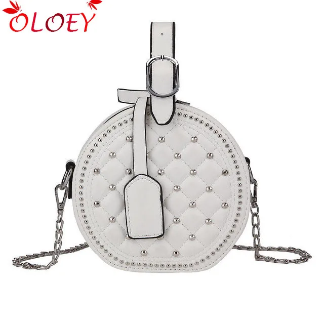 Модные женские сумки-мессенджеры на молнии 2019 с цепочкой сумки круглыми