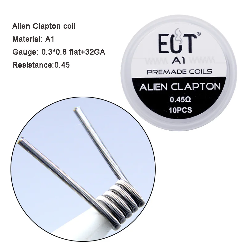 Alien Clapton A1 Готовые катушки 10 шт. A1/Alien Clapton/Alien V2/плавленые Clapton и Clapton готовые катушки SS316L для RDA RTA атомайзер мод DIY катушка - Цвет: Alien Clapton A1