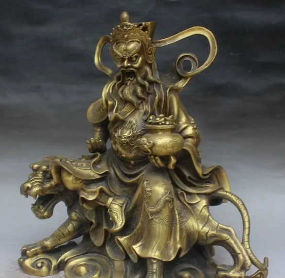 YM 316 15 дюймов китайская медная статуя тигра фотоммона бога сокровище