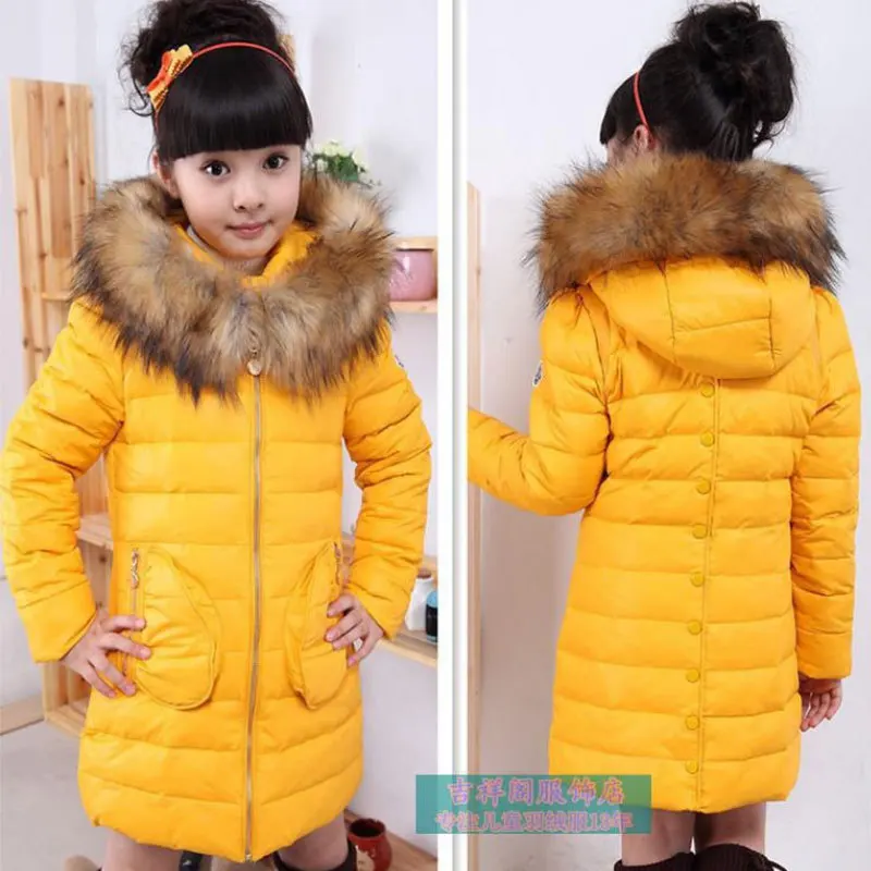 Новинка 2015 зимняя одежда для маленьких девочек детская теплая длинная меховая
