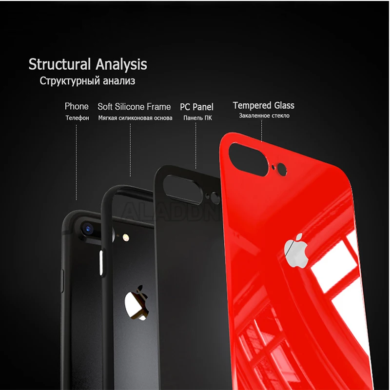 Чехол из закаленного стекла для IPhone X, 6s, 7, 8 Plus, мягкая рамка, жесткая задняя крышка, защитный зеркальный чехол для телефона, противоударный чехол