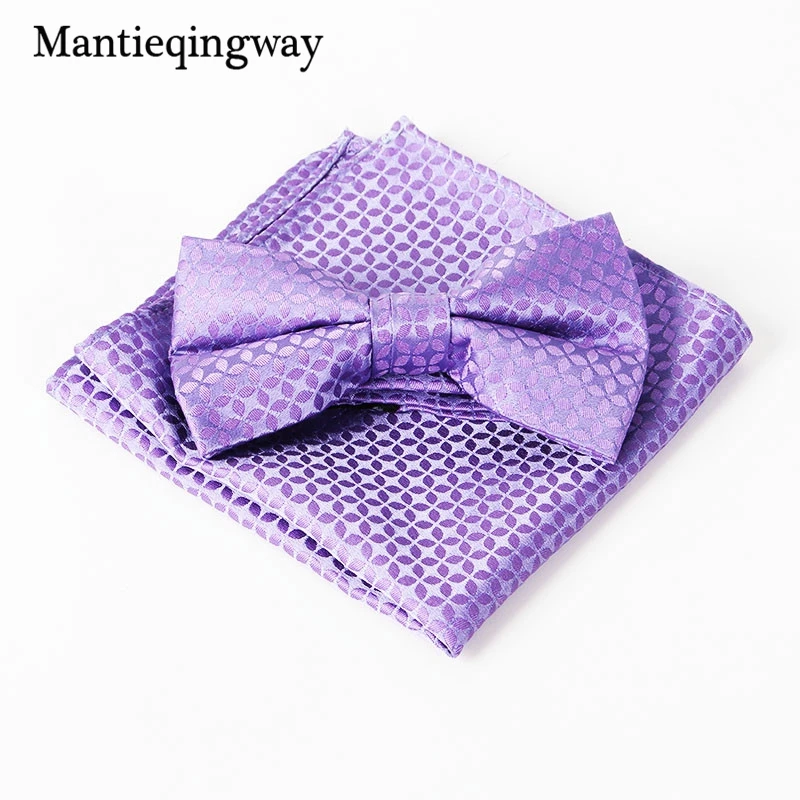 Mantieqingway галстук бабочка и платок Набор Пейсли цветок карманные площади полиэстер