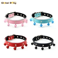 40 pieceslot new brand 4 colors 3 sizes pet collar soft cowhide leacther dog puppy pet collar with bells