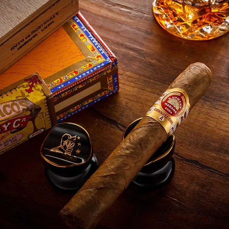 Портативная пепельница для сигар маленький держатель желтого/черного цвета с