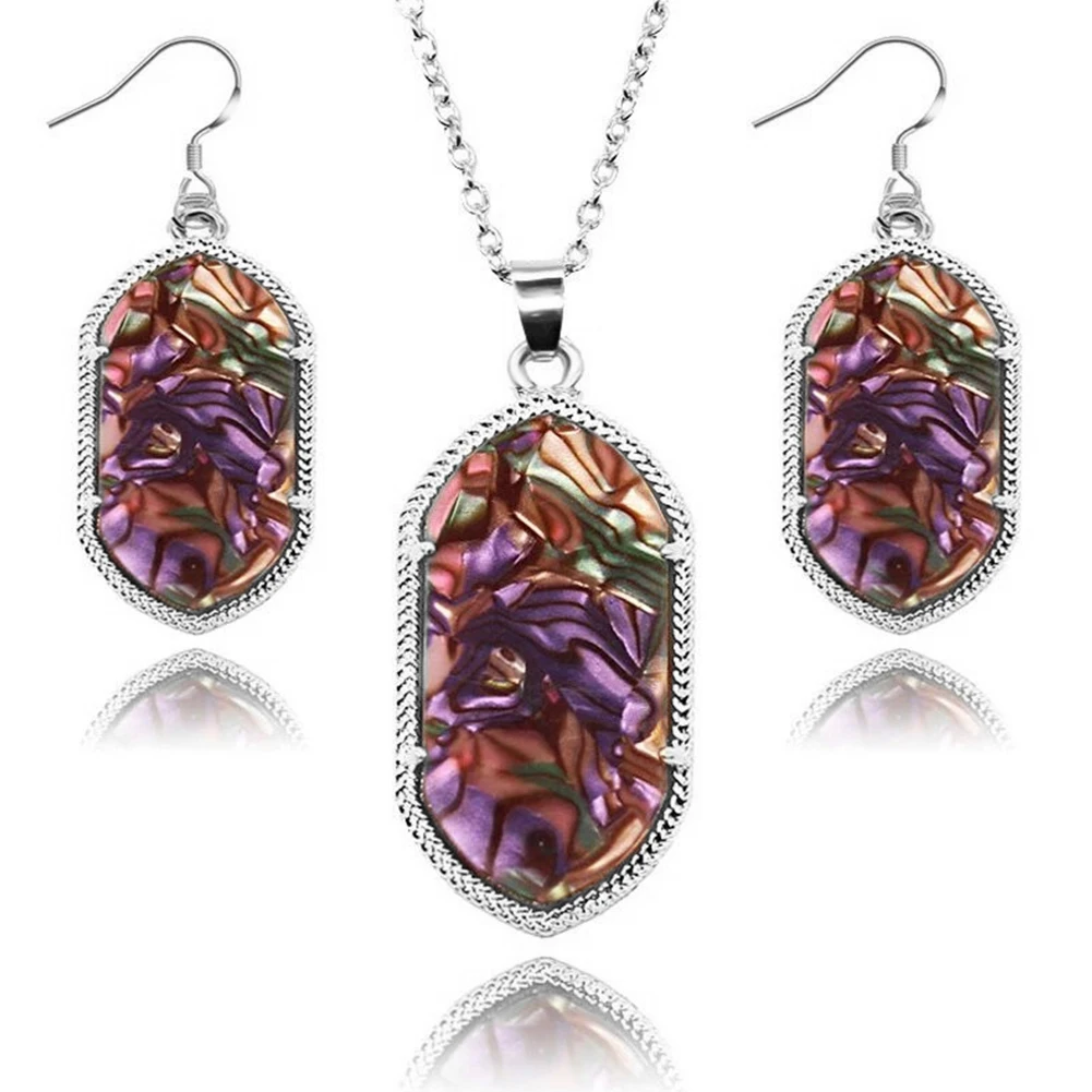 Уникальные геометрические формы кулон ожерелье серьги наборы Посеребренная