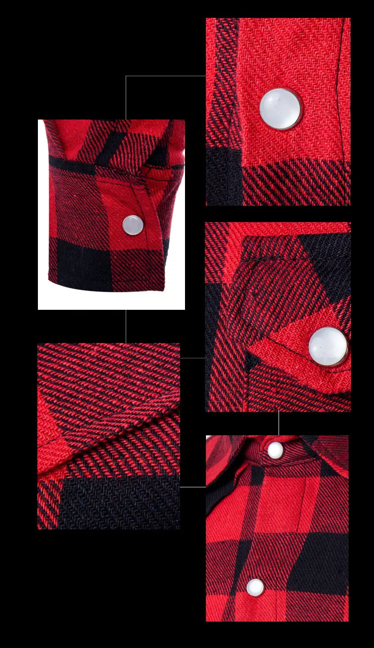 New Plaid Blouse Shirts Men Casual Long Sleeve Blusas Slim Fit Asia Size Black Red Nice Fashion Top Tide Camisas | Мужская одежда