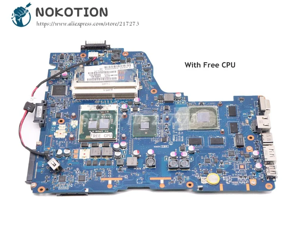 NOKOTION материнская плата для ноутбука Toshiba Satellite A660 A665 с 3D K000104430 NWQAA LA-6062P HM55 DDR3 Бесплатный процессор