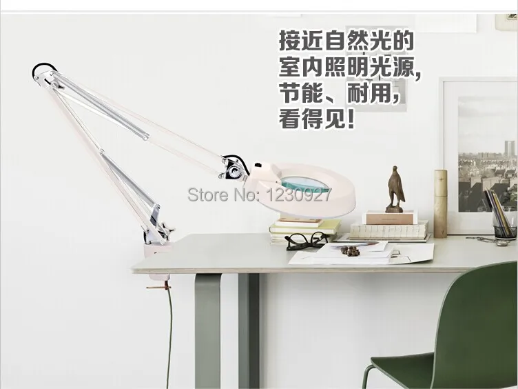 구매 LED 긴 유연한 팔 플라스틱 클립-접이식 돋보기 테이블 램프, 10X 광학 돋보기 렌즈 핸즈프리 루페