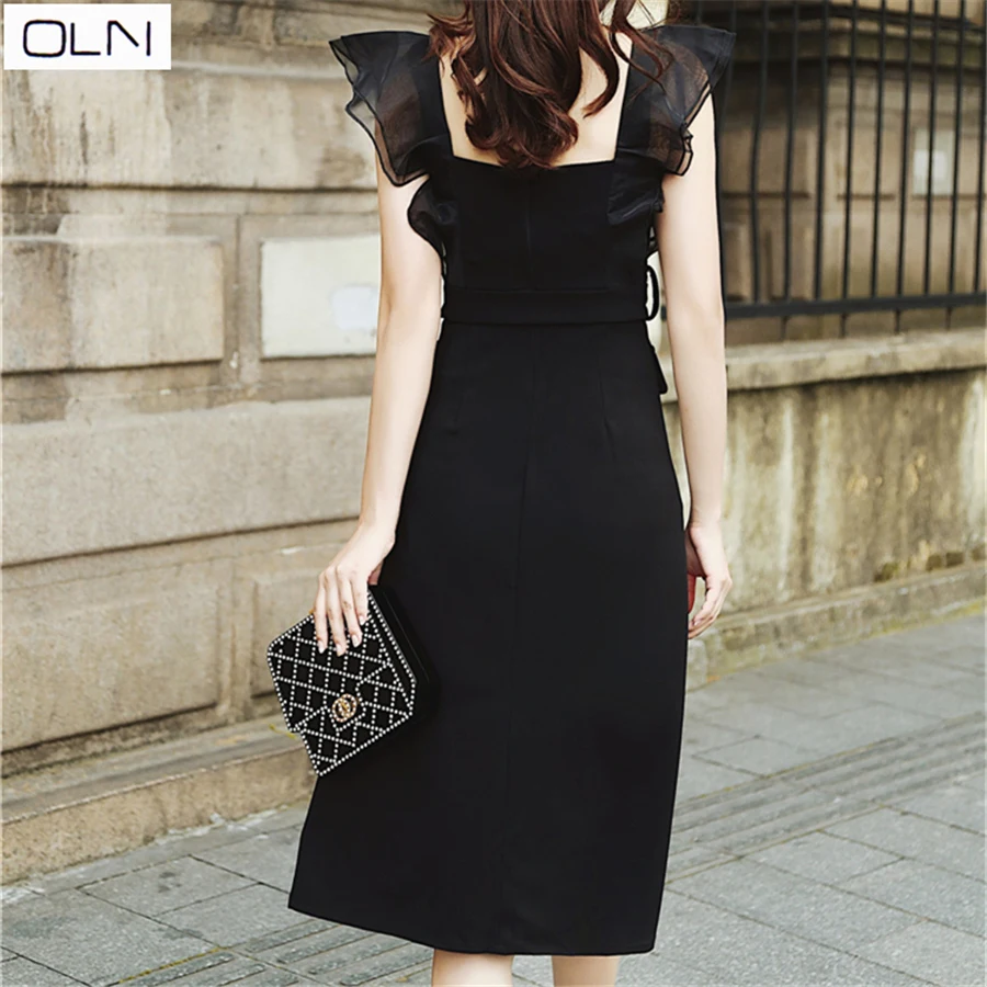 Vestidos платье OLN Новое модное корейское женское с разрезом для женщин | Женская