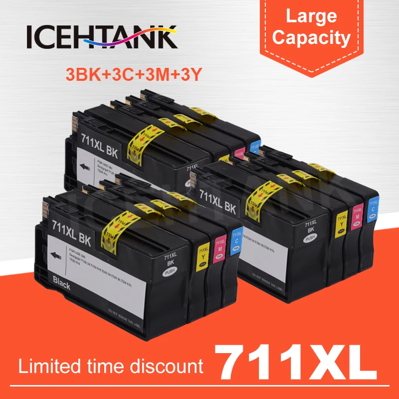 

ICEHTANK 12PCS Compatible for HP 711 711XL Printer Cartridge For HP711 Ink Cartridges DesignJet T 120 T 520 T120 T520 Printer