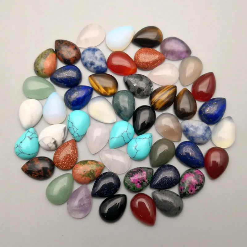 10X14MM Мода 24 шт. 8x10 10x14 12x16 13x18 15x20 18x25 мм Хорошее качество натуральный камень капля воды бусина Кабошон для изготовления ювелирных изделий без отверстия - Цвет: 10X14MM