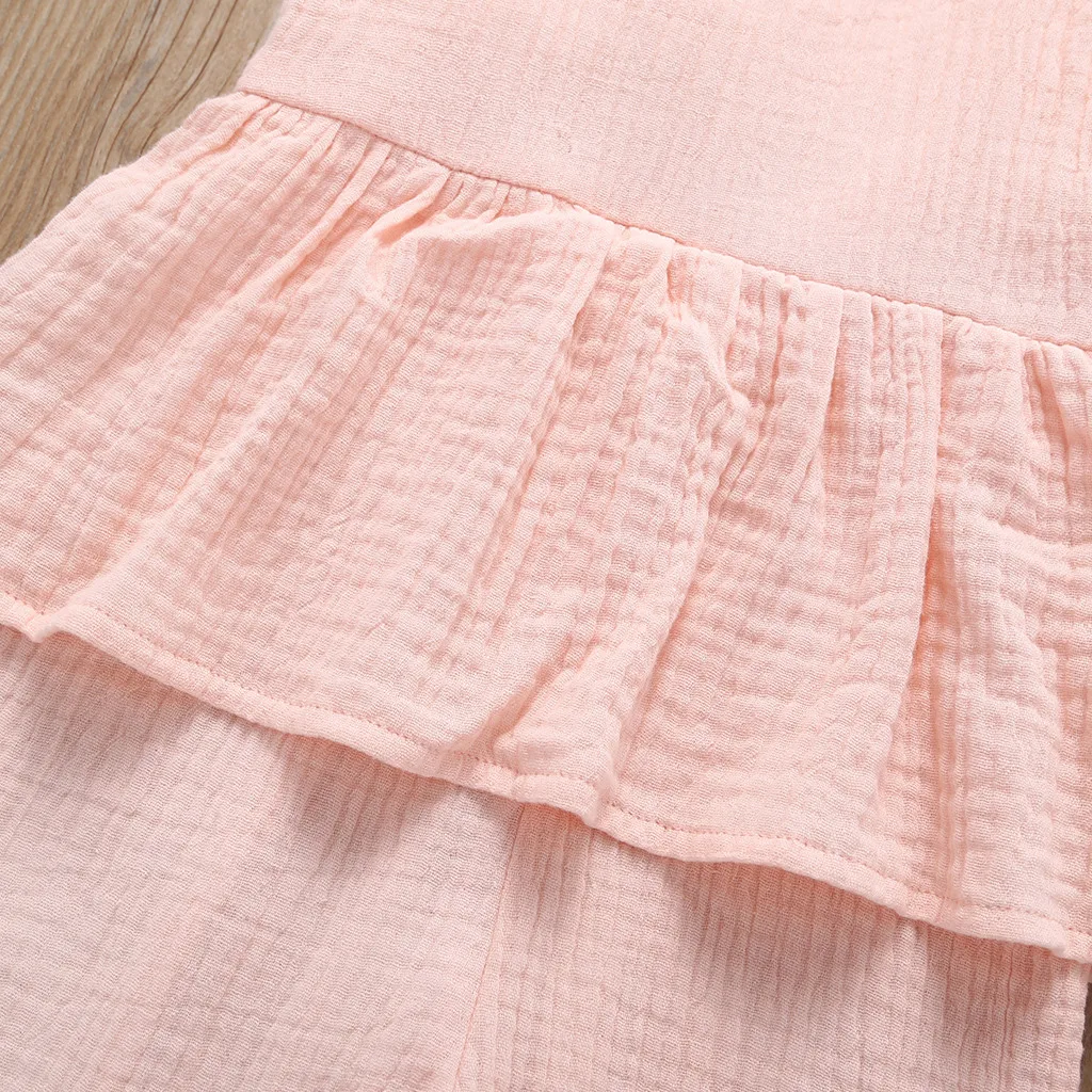 Комплекты одежды для маленьких девочек летние хлопковые однотонные комбинезоны