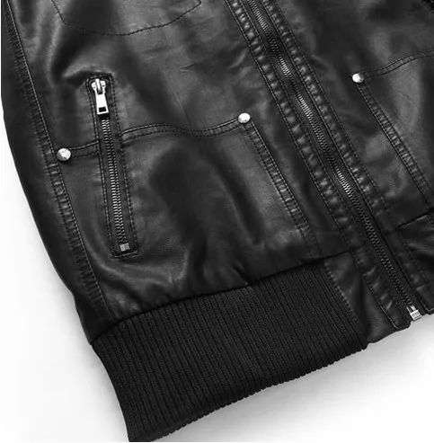 Кожаная мужская куртка из флиса с капюшоном Съемная искусственной кожи PU Мужская