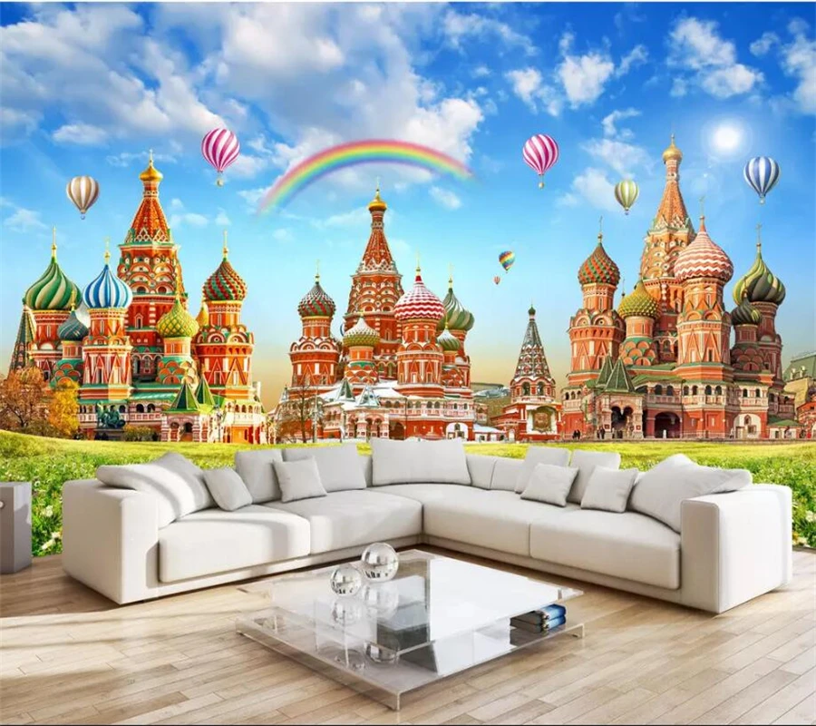 Beibehang пользовательские обои 3d фото фрески замок мечты HD детская комната Радуга воздушный шар ТВ фон настенная бумага Фреска