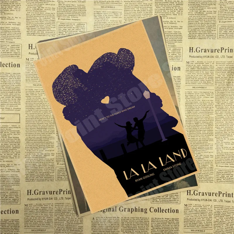 LA LAND фильм ретро крафт-бумага плакат ретро художественные изделия для стен Стикеры гостиной краски бар кафе - Цвет: Розовый