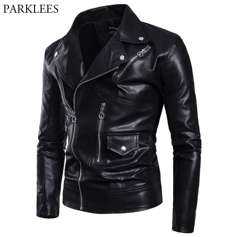 Мужская мотоциклетная куртка Классическая байкерская из искусственной кожи на