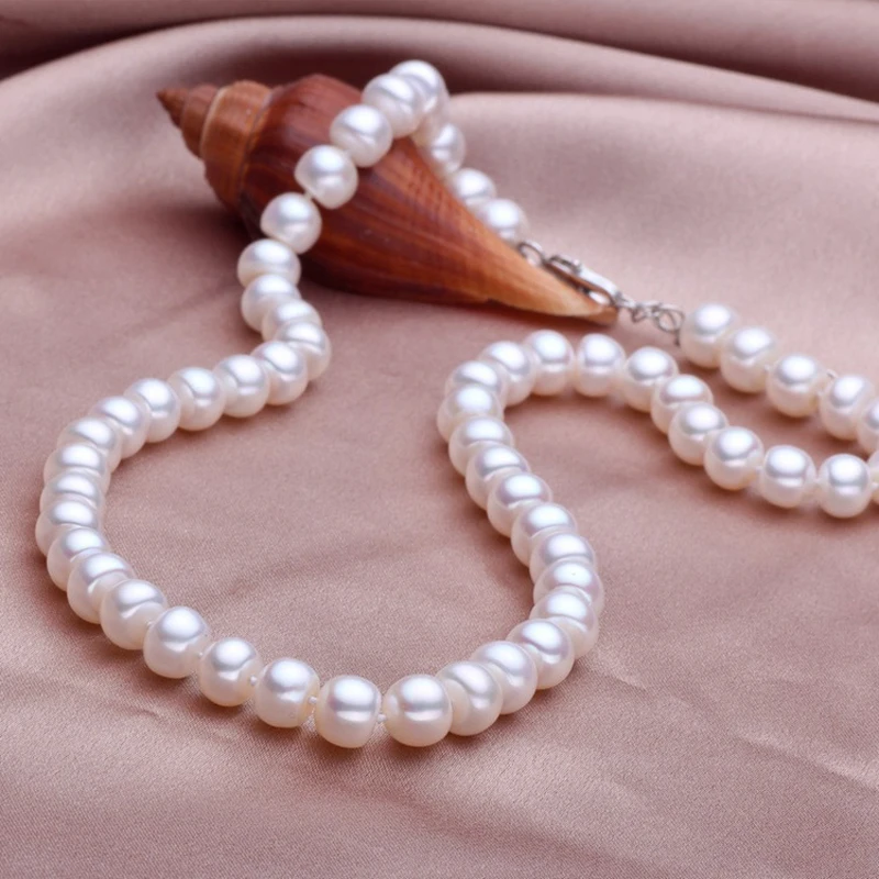 Женское ожерелье из серебра 925 пробы с натуральным пресноводным жемчугом|jewelry box