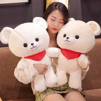 new 1pc cartoon bubble velvet teddy bear white plush toy soft animal stuffed doll with scarf birthday kawaii gift for child girl