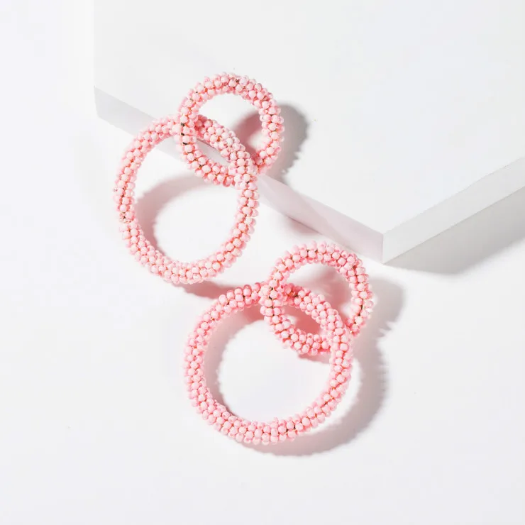 Pink SHIFEEL Новое поступление модные женские Двухрядное ювелирное изделие Размер круговая цепь Seedbeads простые висящие серьги индивидуальные пендиенты - Окраска металла: Pink