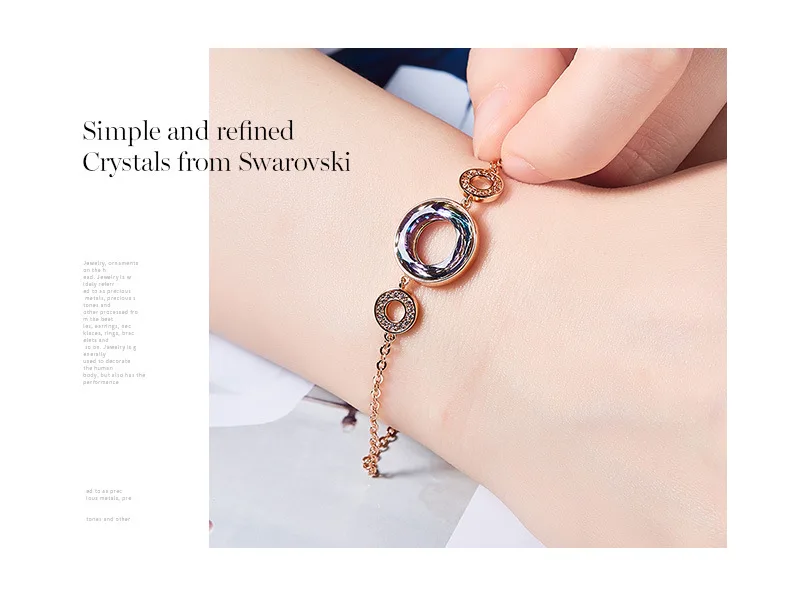 Warme Farben Кристалл от Swarovski браслеты женские корейские звенья цепи личности круг браслет модные ювелирные изделия браслеты подарок