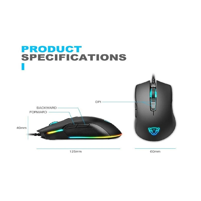 Motospeed V70 RGB подсветкой компьютерная Проводная игровая мышь 12000 Точек на дюйм 7