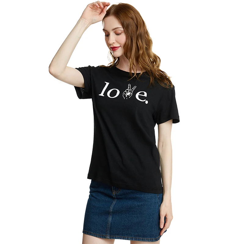 Новинка лета 2019 простая футболка с буквенным принтом для девочек модная женская