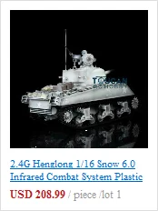 2,4 г Henglong 1/16 масштаб 6,0 инфракрасный боевой пластик M4A3 Шерман РТР р/у Танк 3898 360 турель TH12810