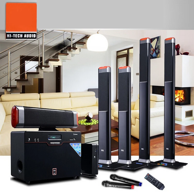 Беспроводной 5.1 Объемного Звука Домашнего Кинотеатра Звуковая Карта Волокна