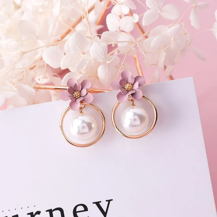 Модный цветок жемчуг серьги для женщин талисманы модные подвески леди интимные