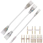 1 шт., 2-контактный 4-контактный прямой угловой коннектор для 220 в 110 в одноцветныйRGB светодиодный ленточный светильник, средний разъем 6 мм 8 мм 10 мм 12 мм