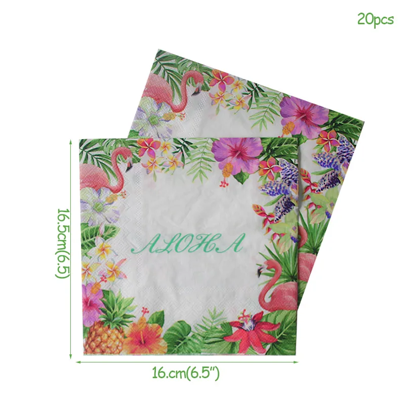 20pcs napkin Aloha Фламинго оформление вечеринки чашки тарелки салфетки тропическая Вечеринка день рождения Лето Гавайские одноразовые столовые приборы - Цвет: 20pcs napkin