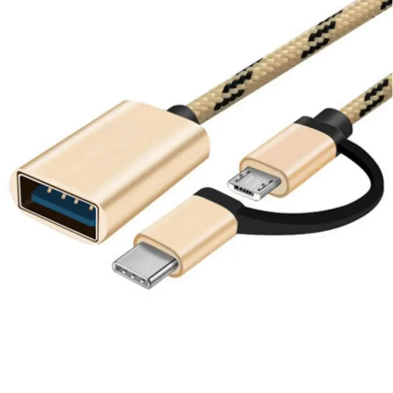 2в1 Тип C+ Micro USB мужчина к USB 2,0 Женский адаптер конвертера OTG для Android мобильный телефон планшет U дисковая карта ридер